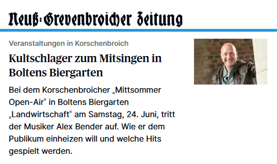 Korschenbroich Alex Bender bei „Midsummer Open-Air“ 2023