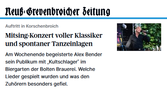 Korschenbroich Konzert von Alex Bender im Biergarten Bolten Landwirtschaft 2023