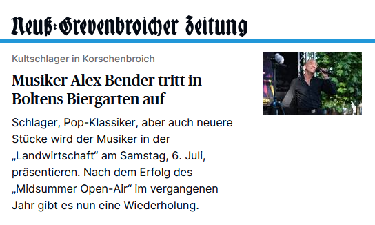 Korschenbroich Alex Bender bei „Midsummer Open-Air“ 2024